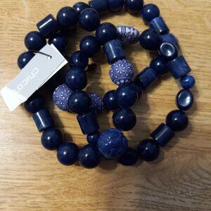 AUTHENTIC CHICO'S SET of THREE BEADS BRACELETS NEW w TAGS